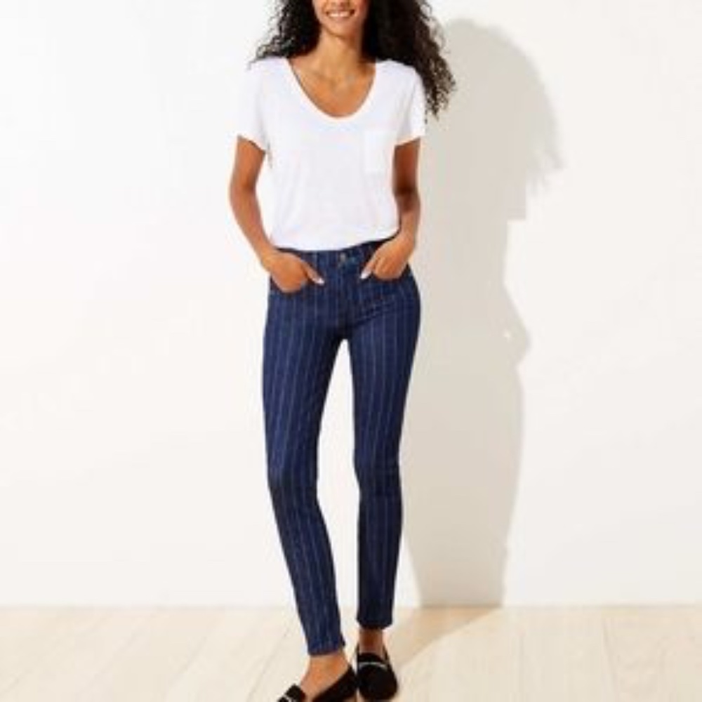 Loft Pinstripe Skinny Jeans NWT